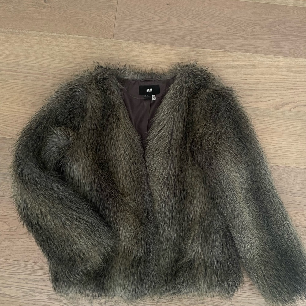 H&M Women's Fur Jacket - Dark Brown